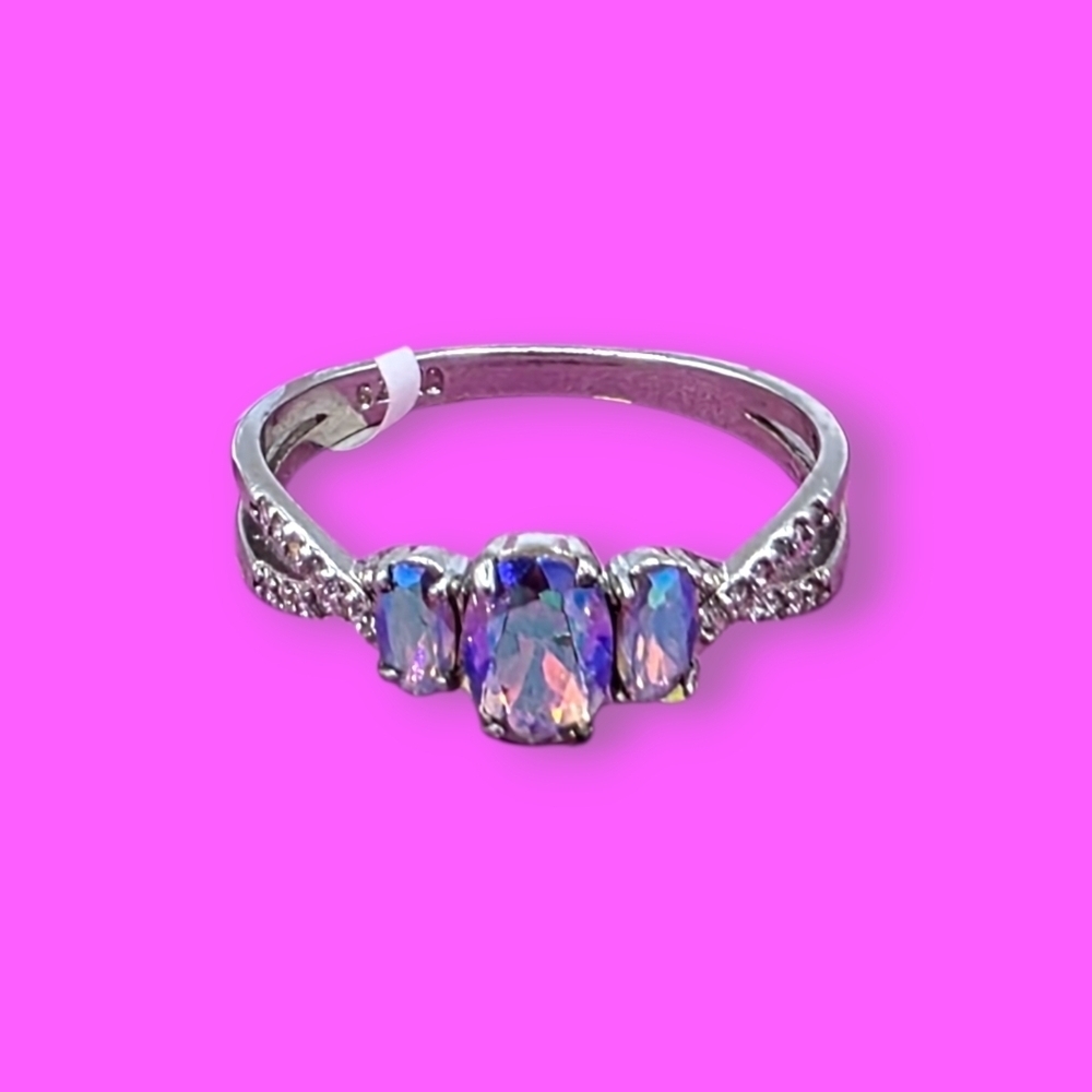 Charmed Aroma Purple Aurora 3-Stone Ring Size 10